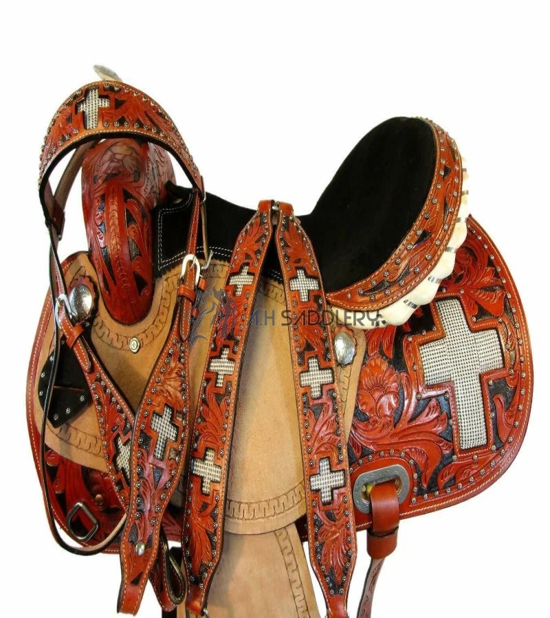 HORSE SADDLE WESTERN LEATHER TRAIL BARREL RACING RANCH, TACK SET 14 15 16 17 18